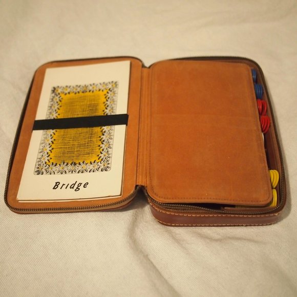 vtg DUNHILL Cowhide Leather Case Poker Chips Bridge LIAL Doberman Playing Cards - Picture 12 of 14